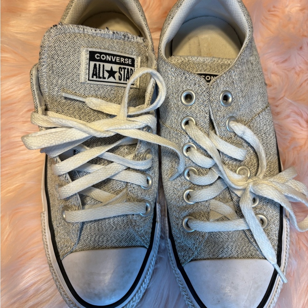 Converse Gray Canvas Sneakers with White Accents